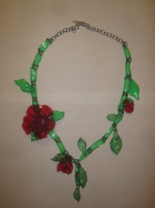 Recycle Plastic Rose Necklace